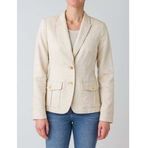 Banana Republic Women's SZ 8 Cotton Linen Blazer Natural - Picture 1 of 7